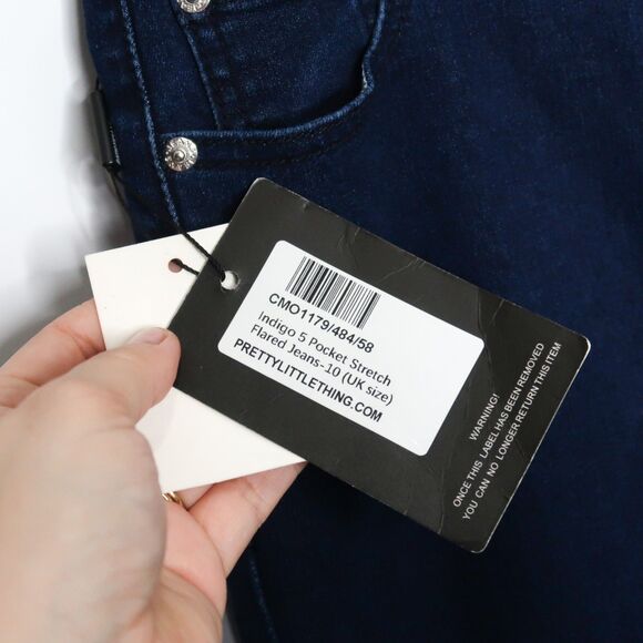 PrettyLittleThing Jeans Womens 6 Indigo Blue Flare Stretch Denim 70s Festival - Picture 11 of 12